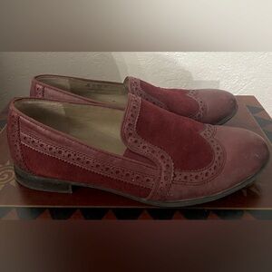Franco Sarto Oxford slip on flats red wine leather 8.5